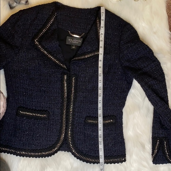 St. John Couture navy and black tweed jacket - Picture 6 of 14